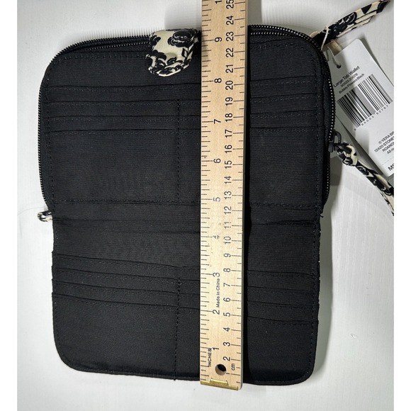 NWT Vera Bradley Large Tab Nylon Wallet Bubbly Flowers Black Pattern MSRP $95.00 - Picture 4 of 13